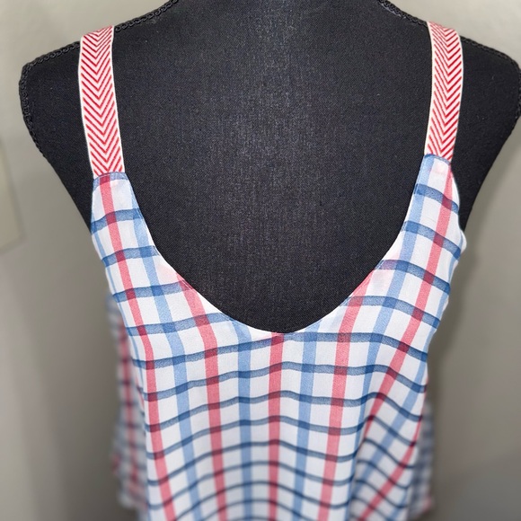 Maude Women’s Red and Blue Checkered Tank Top- Size Medium - Picture 3 of 9